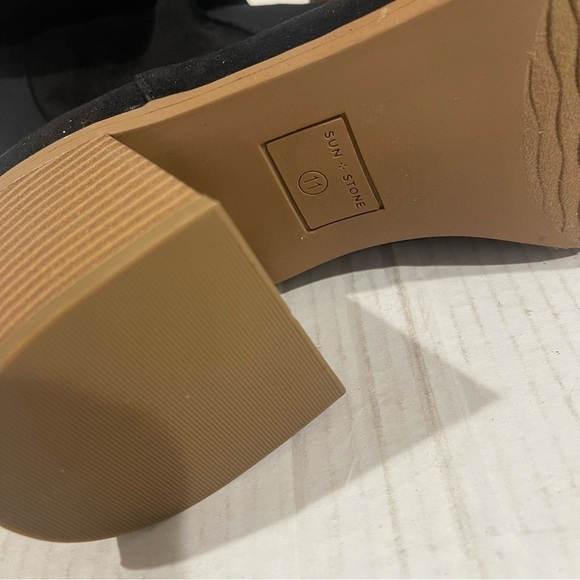 Women’s Sun + Stone Lyra Black Faux Suede Block Heel Zip-Up Booties Size 11 US - Picture 9 of 10